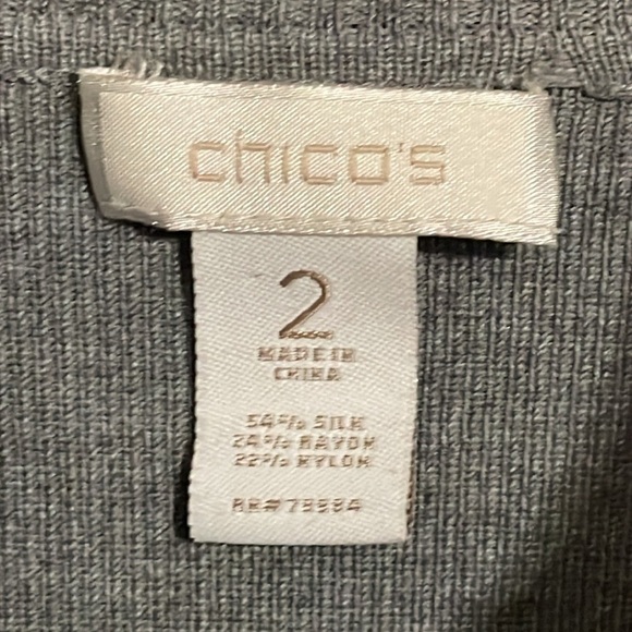 Chico's Women’s Turtleneck Sweater Large Grey Silk Blend Ashlan Basic Classic - Picture 8 of 13